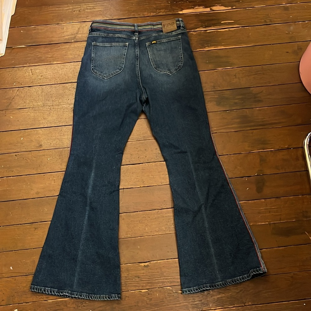 Free People x Lee Rainbow Stitching flare high rise jeans - Picture 7 of 10
